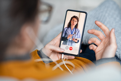 Talking with doctor using telehealth