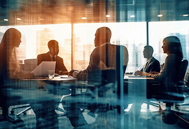 group of people sitting around a table